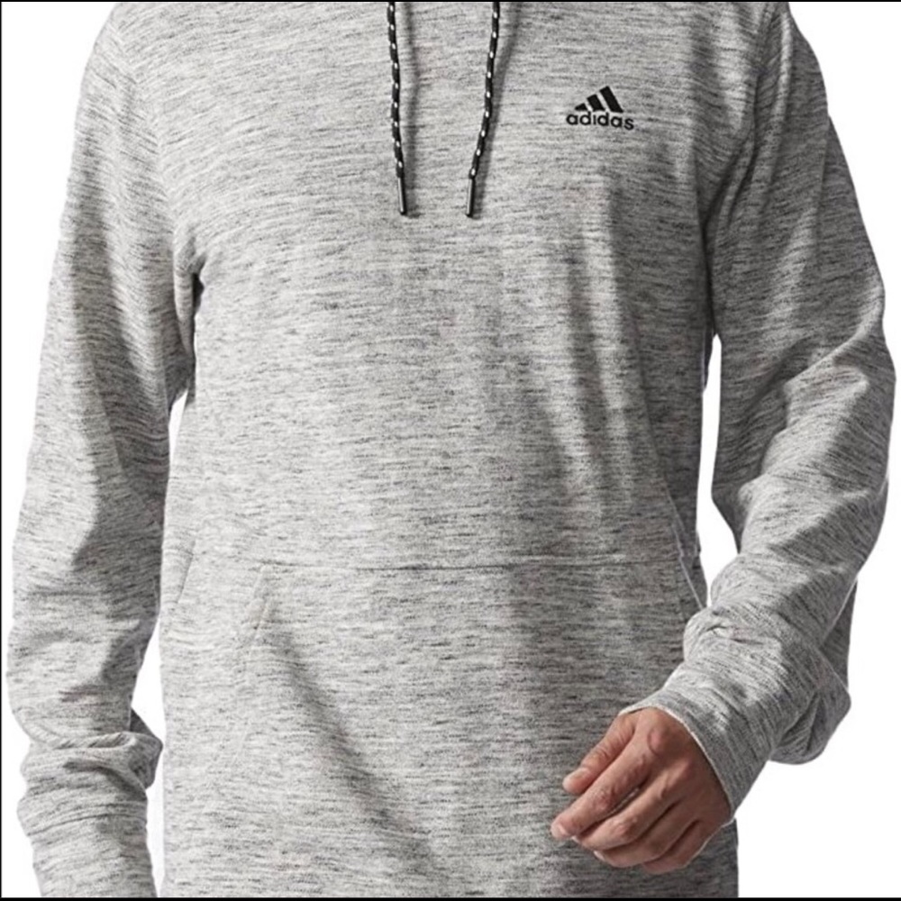 Adidas Mens Gray Pique Pull Over Hoodie Size S